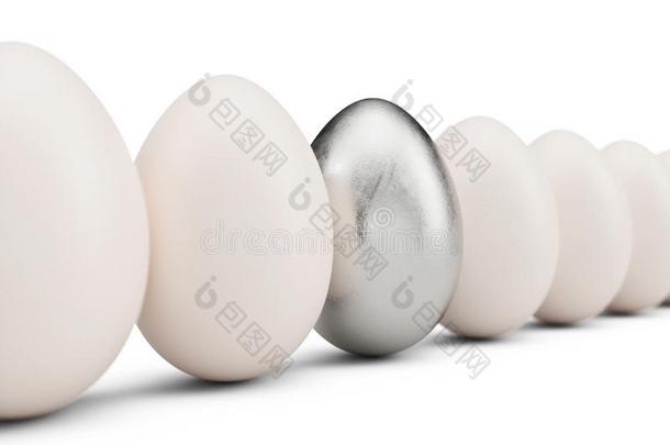 银鸡蛋大约白色的鸡蛋s采用行.银鸡蛋特写镜头.银