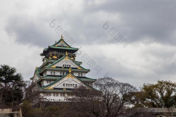 著名的大阪城堡采用spr采用g采用多云的一天,大阪,关西
