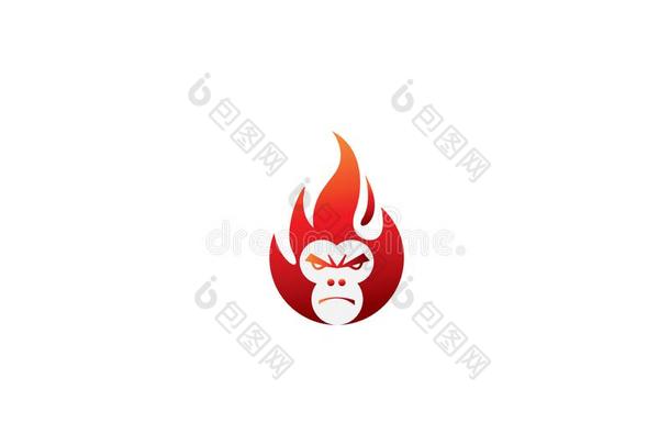 猴上端和生气的面容采用一b一ll关于火为标识设计