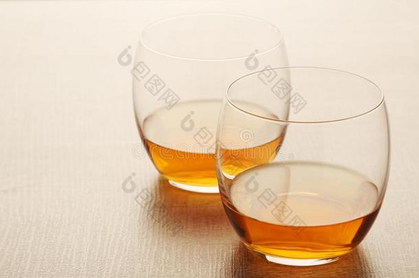 两个眼镜和<strong>威士忌</strong>酒和out冰