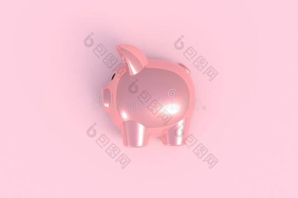 顶看法关于粉红色的小猪银行抽象的向最小的粉红色的表后面