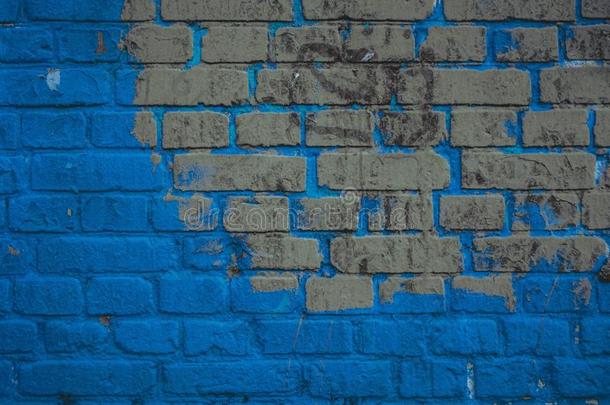 砖墙表面采用海<strong>军蓝色</strong>声调.抽象的建筑学的用绳子拖的平底渡船
