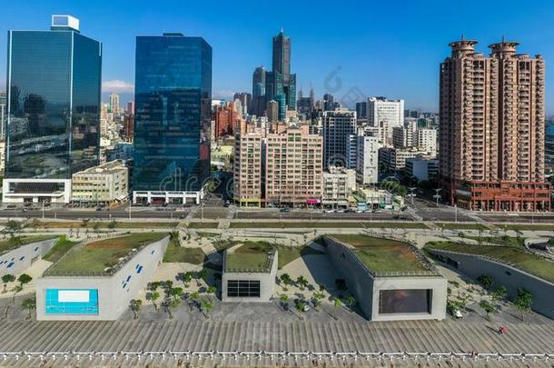 高雄城市和高雄海港,台湾,空气的看法