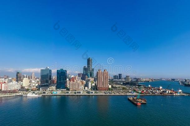 高雄城市和高雄海港,台湾,空气的看法