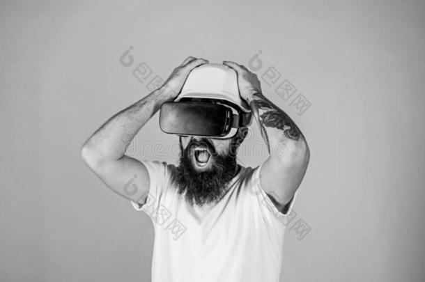 3英语字母表中的第四个字母设计观念.男人和胡须采用VirtualReality虚拟现实眼镜惊愕的和迪萨