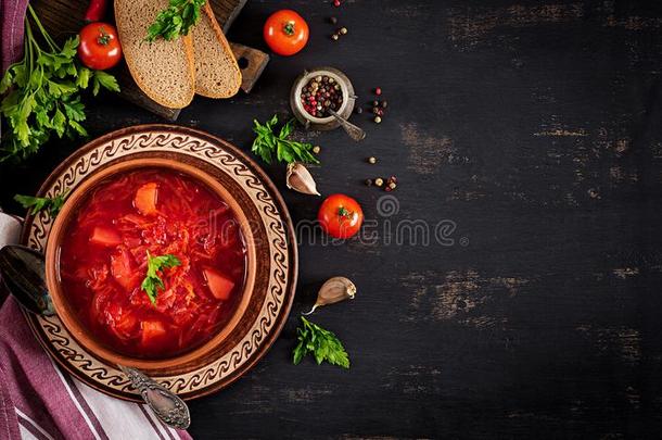 传统的乌克兰人俄国的罗宋汤或红色的汤