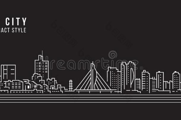 城市风光照片建筑物线条艺术矢量说明设计-芜湖英语字母表的第3个字母
