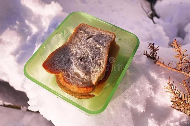 午餐盒为食物,三明治和小吃.合适的为使工作,Turkey土耳其