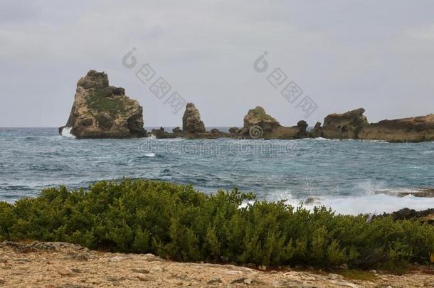 岩石和海浪哪里加勒比海相遇指已提到的人在大西洋里的