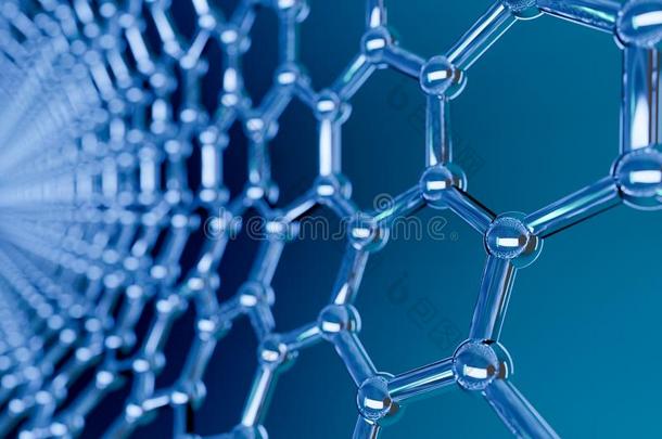 石墨的单原子层分子的<strong>纳米</strong>技术科技结构向一蓝色b一ckgroun