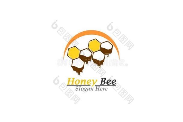 蜜蜂和蜂蜜标识样板