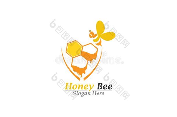 蜜蜂和蜂蜜标识样板