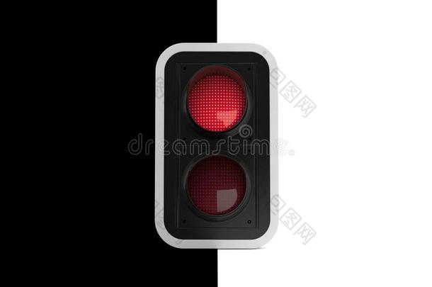 红色的交通光向黑的和白色的背景