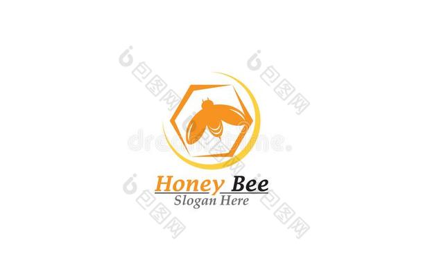 蜜蜂和蜂蜜梳子标识样板