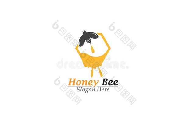 蜜蜂和蜂蜜梳子标识样板