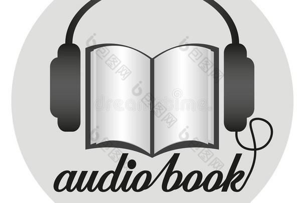 圆形的听觉的书偶像和耳机和纸书