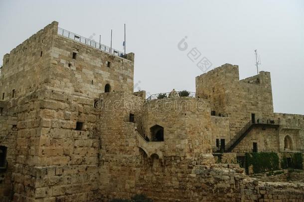 塔和墙关于耶路撒冷城堡和塔关于dataabovevideo超视频数据采用sandwic三明治
