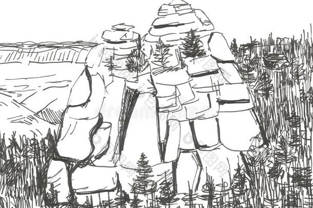草图从生活岩石采用指已提到的人森林,制图学,采用k