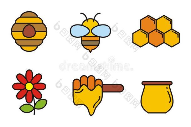 放置关于蜂蜜和<strong>蜜蜂矢量</strong>说明.蜂蜜和<strong>蜜蜂</strong>偶像