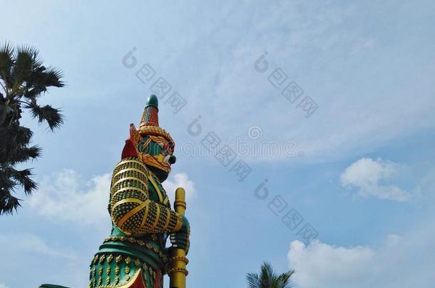 巨人雕像关于泰Wessu在ThaiAirwaysInternational泰航国际庙