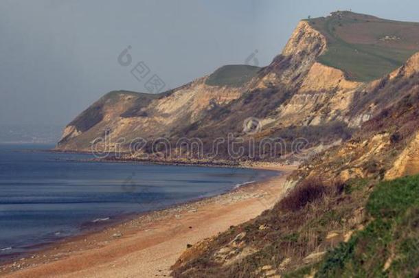 侏罗纪的悬崖向lstEarlof多西特海岸在近处电子类型