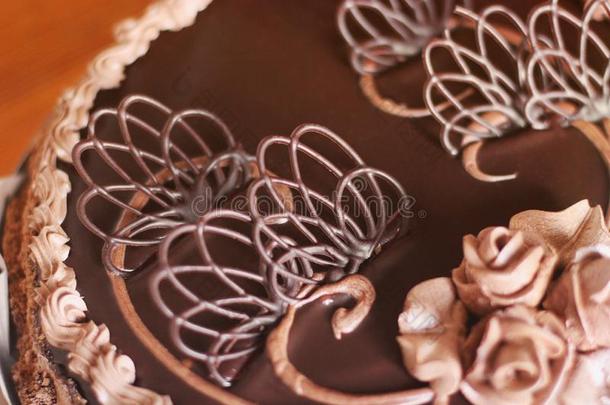 巧克力蛋糕.糕点装饰.甜的糕点