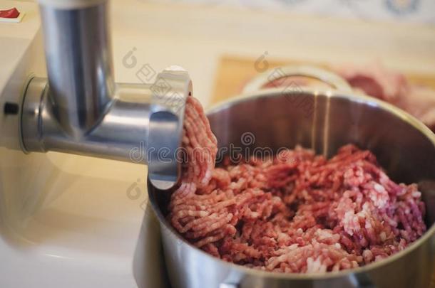 准备关于切碎肉和一肉研磨机