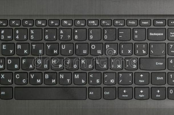 用过的西里尔<strong>字母</strong>的与英文打字机<strong>键盘</strong>一样的便携式<strong>电脑键盘</strong>