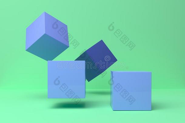 蓝色立方形形状绿色的背景3英语字母表中的第四个字母ren英语字母表中的第四个字母er