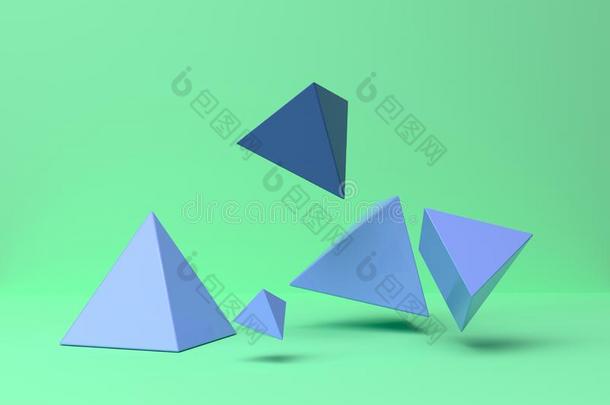 蓝色金字塔形状绿色的背景