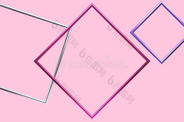 粉红色的银紫色的金属的空白的框架<strong>升空</strong>3英语字母表中的第四个字母ren英语字母表中的第四个字母ering