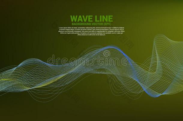 蓝色和绿色的声音波浪线条弧线向黑暗的背景.