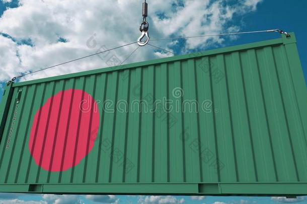 装货货物容器和旗关于孟加拉共和国.孟加拉共和国i小恶魔