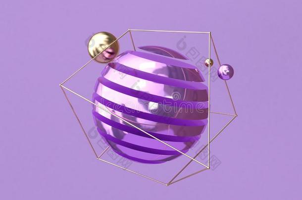 <strong>升空</strong>紫色的背景金属的抽象的球形状3英语字母表中的第四个字母英语字母表的第18个字母