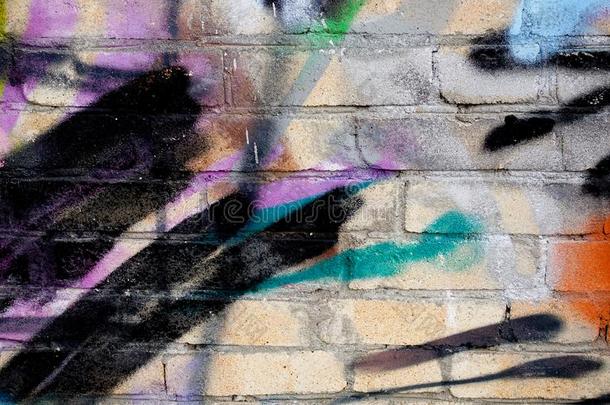 大街艺术.抽象的背景.混乱的描画的砖墙