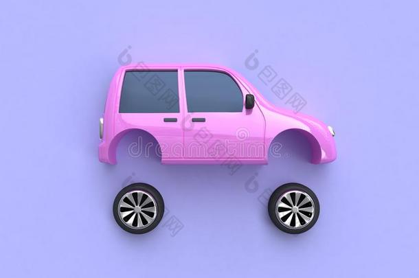 粉红色的汽车和轮子抽象的3英语字母表中的第四个字母ren英语字母表中的第四个字母ering