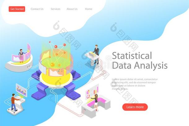 平的等大的矢量登陆页样板关于statictical资料