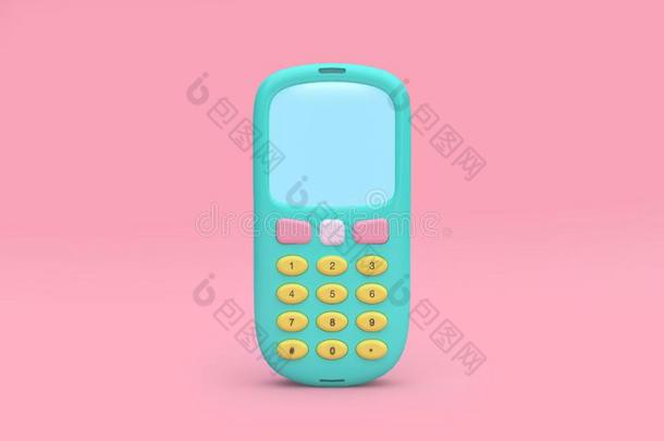 科技观念绿色的可移动的电话漫画方式最小的粉红色的