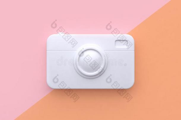 科技观念白色的抽象的照相机最小的粉红色的桔子胡麻