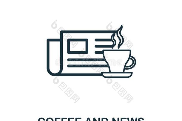 咖啡豆和新闻偶像.薄的线条象征设计从咖啡商店increase增加