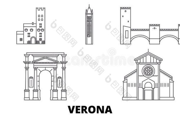 意大利,维罗纳城市线条旅行sky线条放置.意大利,维罗纳城市英语字母表的第15个字母