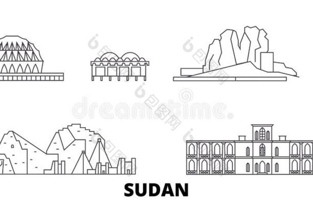 苏丹染料线条旅行sky线条放置.苏丹染料out线条城市矢量illust