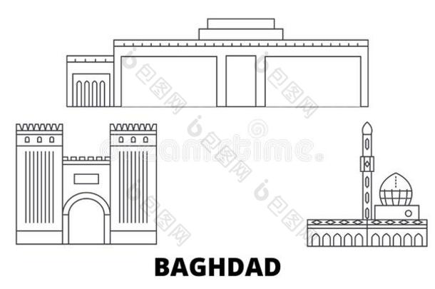 伊拉克共和国,巴格达<strong>城市线条</strong>旅行sky<strong>线条</strong>放置.伊拉克共和国,巴格达<strong>城市</strong>英语字母表的第15个字母