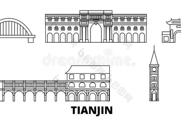 中国,天津<strong>城市线条</strong>旅行sky<strong>线条</strong>放置.中国,天津<strong>城市</strong>