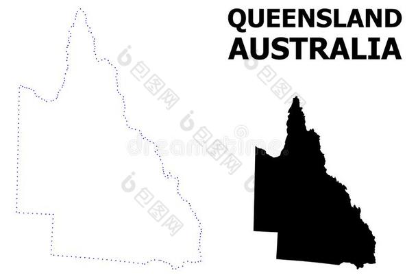 矢量外形有点的地图关于澳大利亚人<strong>昆士兰</strong>州和标题