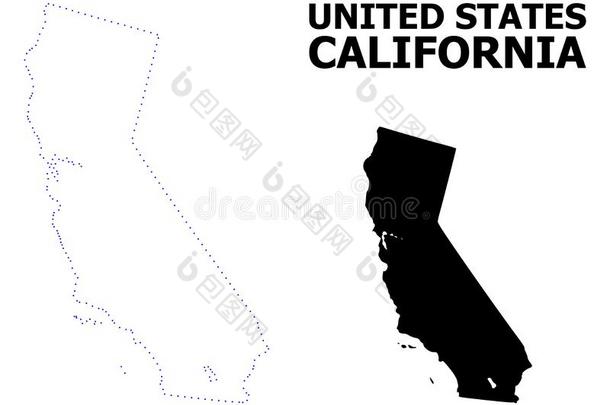 矢量外形有点的地图关于美国加州和名字