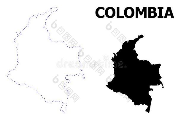 矢量外形有点的地图关于哥伦比亚和名字