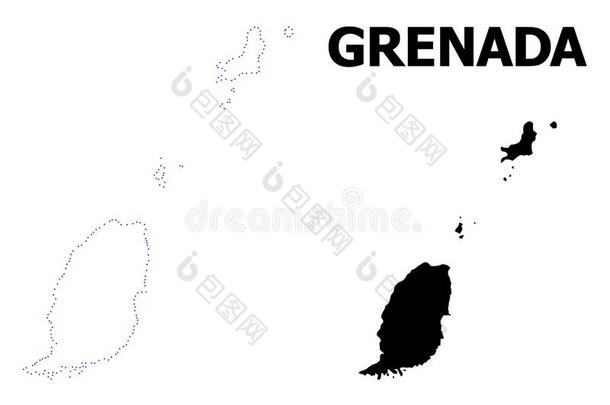 矢量外形有点的地图关于<strong>格林纳达</strong>岛和名字