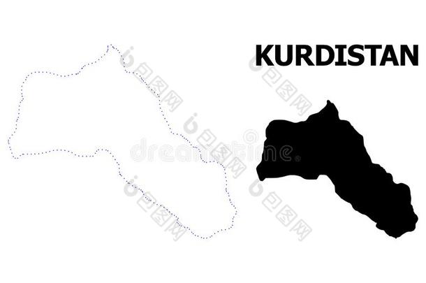矢量外形有点的地图关于库尔德地毯和标题