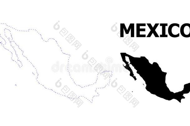 矢量外形有点的地图关于墨西哥和标题
